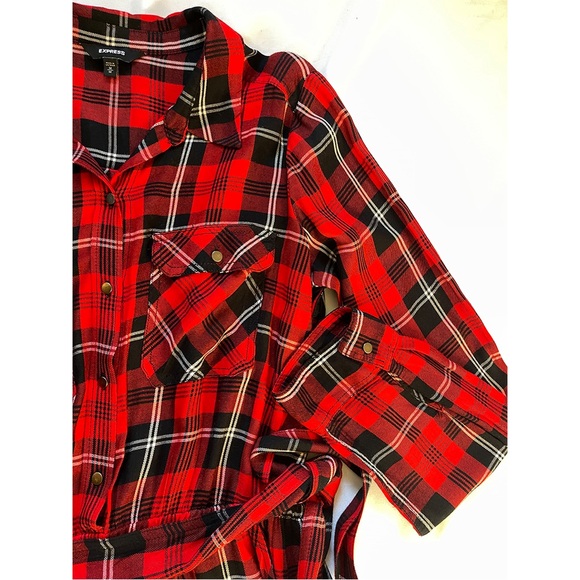 Express Plaid Flannel Belted Dress - Picture 11 of 11